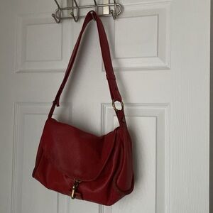 Anthropologie red leather handbag